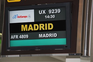 Airport Screen with an Air Europa flight to Madrid