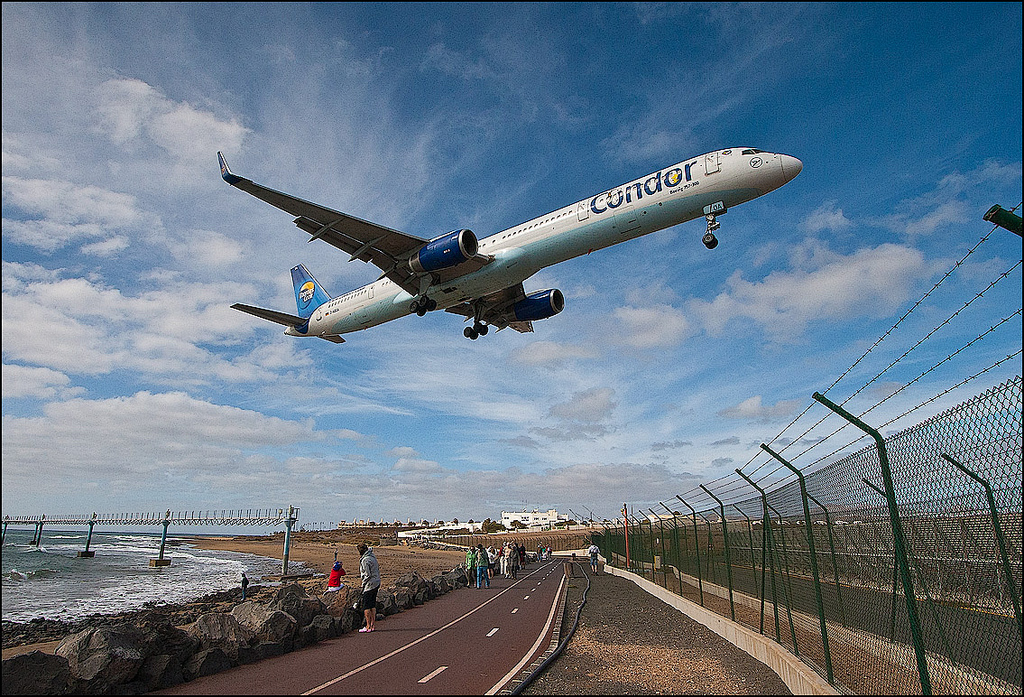 Photo: Condor aircraft landing at Lanzarote airport