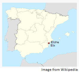 Alicante-Elche in the map of Spain