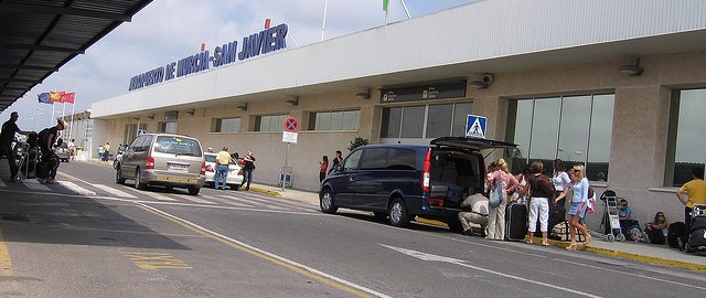 Murcia San Javier airport entrance with the Aena’s logo / Flickr - elyob