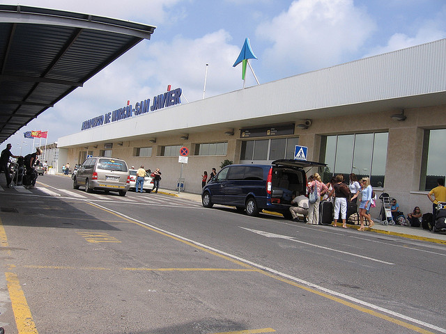 Murcia San Javier airport entrance with the Aena’s logo / Flickr - elyob