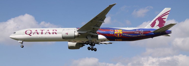 Boeing B773 Qatar In FC Barcelona At London Heathrow by David Osborn - Flickr