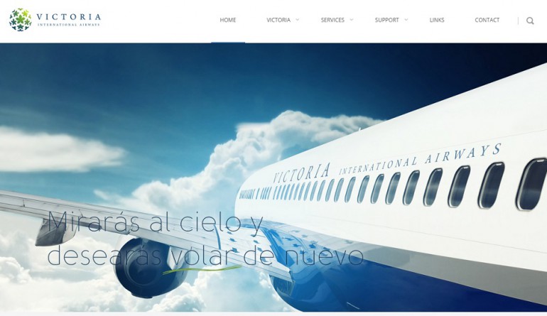 Screenshot of the Victoria International Airways web site