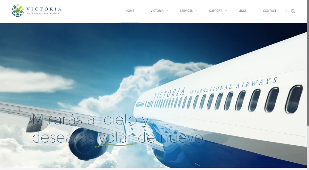 Screenshot of the Victoria International Airways web site