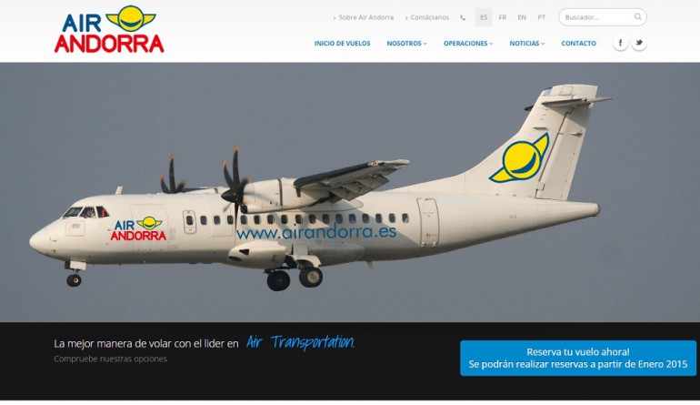 Air Andorra's web site screenshot