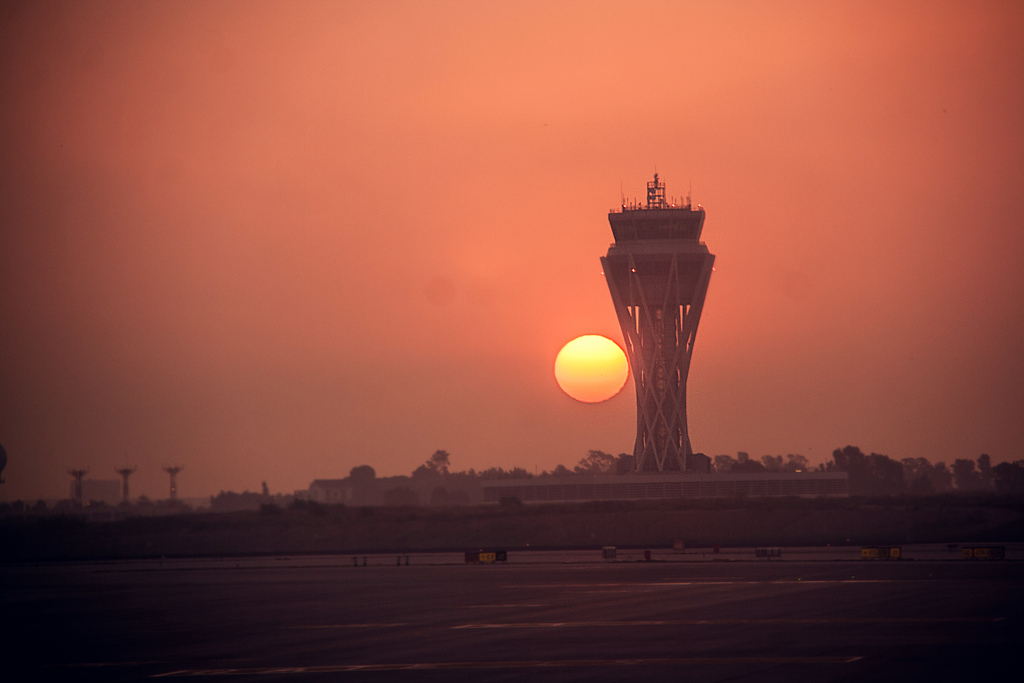 Barcelona ATC tower at sunrise by Juanedc - Flickr